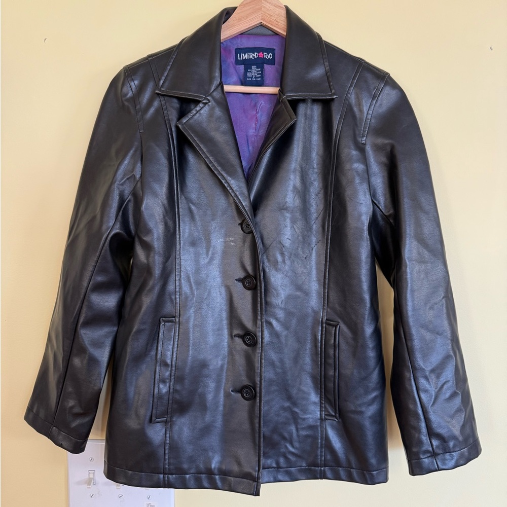 Limited Too Womens Y2K Faux Leather Blazer Jacket, Size Large